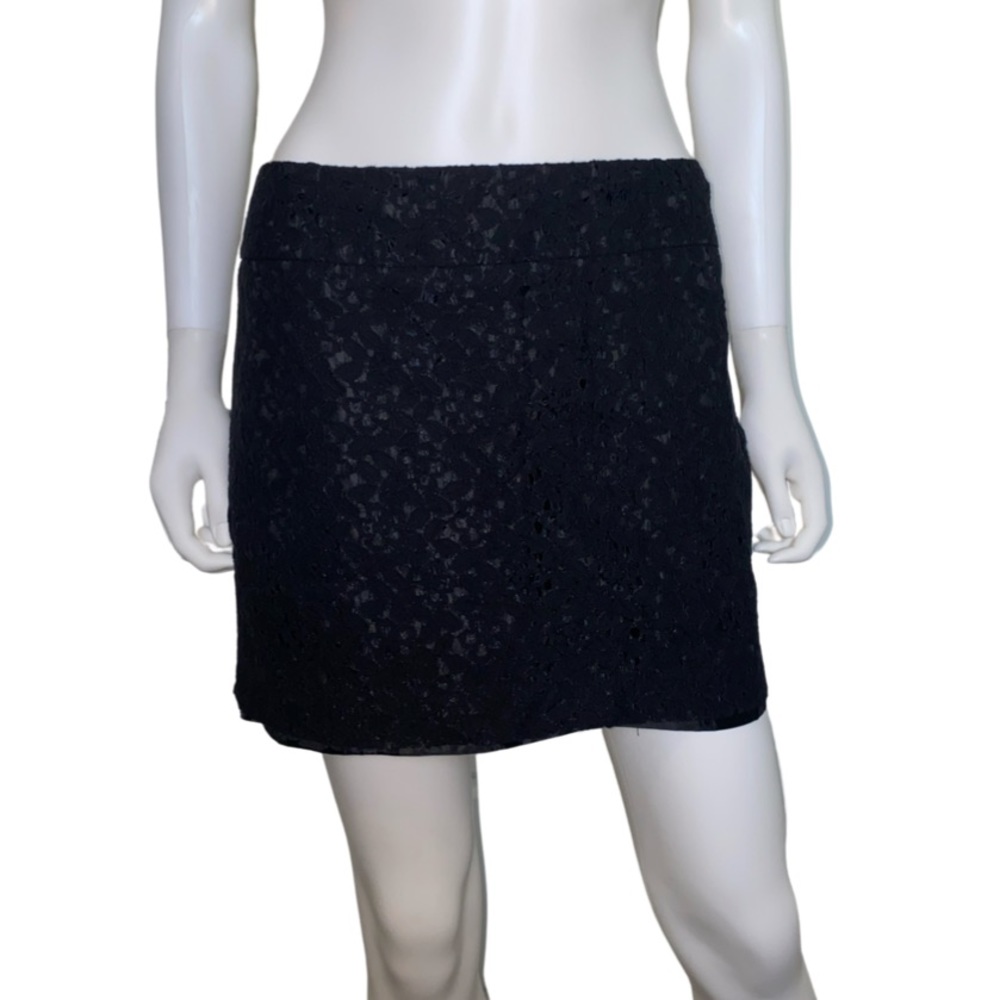 Black Floral Lace Mini Skirt